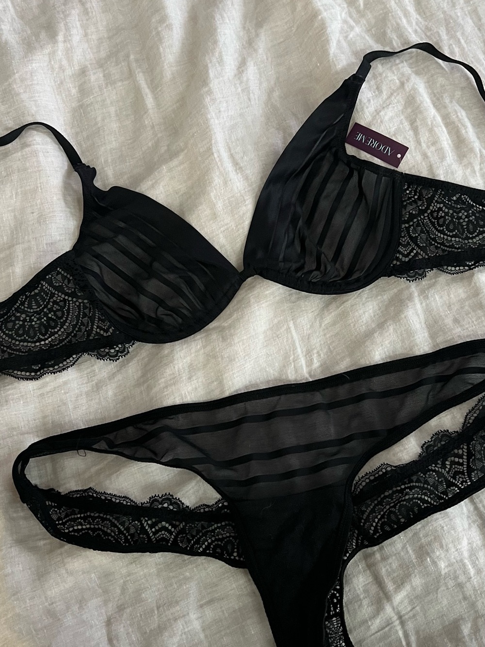 Adore Me Black Lingerie Set NWT